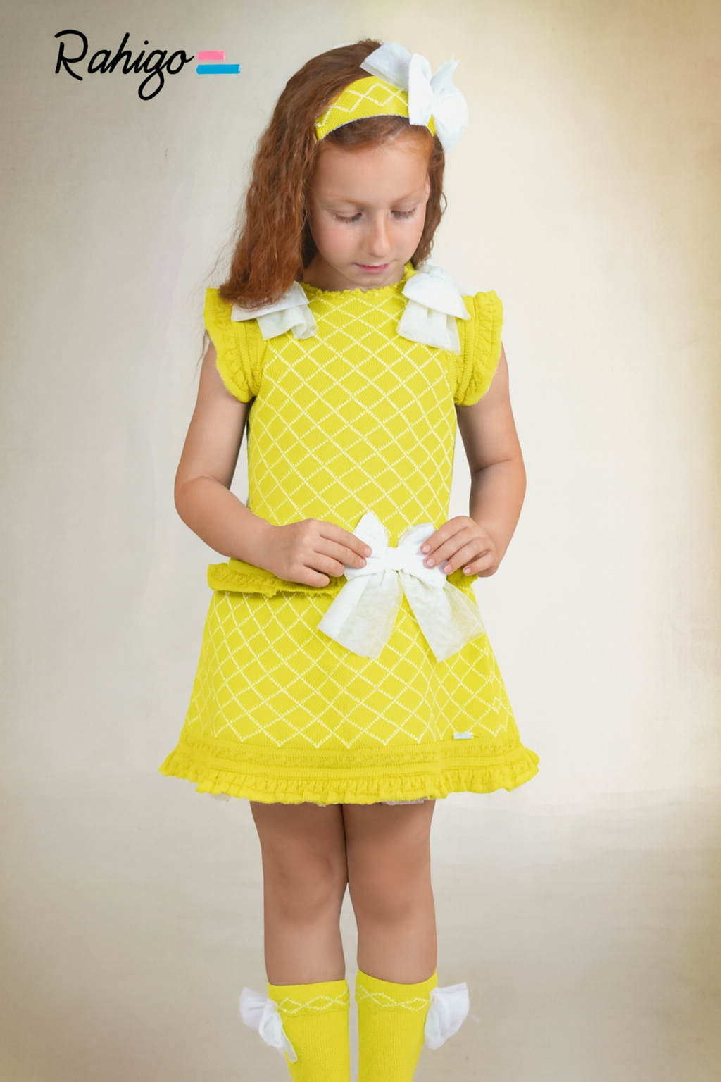 PRE ORDER New In Rahigo SS26 Girls Dropwaist Dress ( Yellow White )