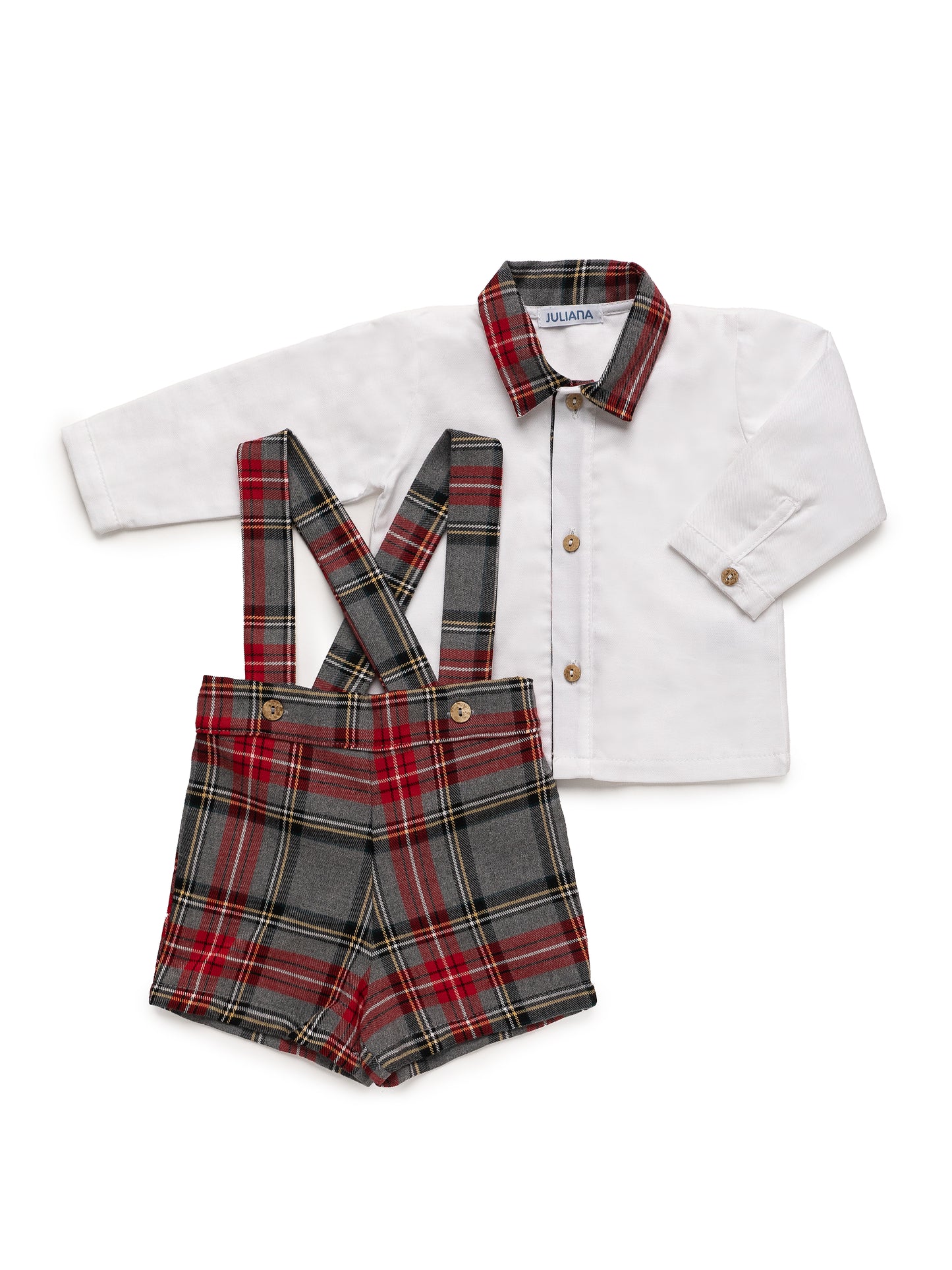 New In Juliana Boys Tartan Shirt & Dungarees