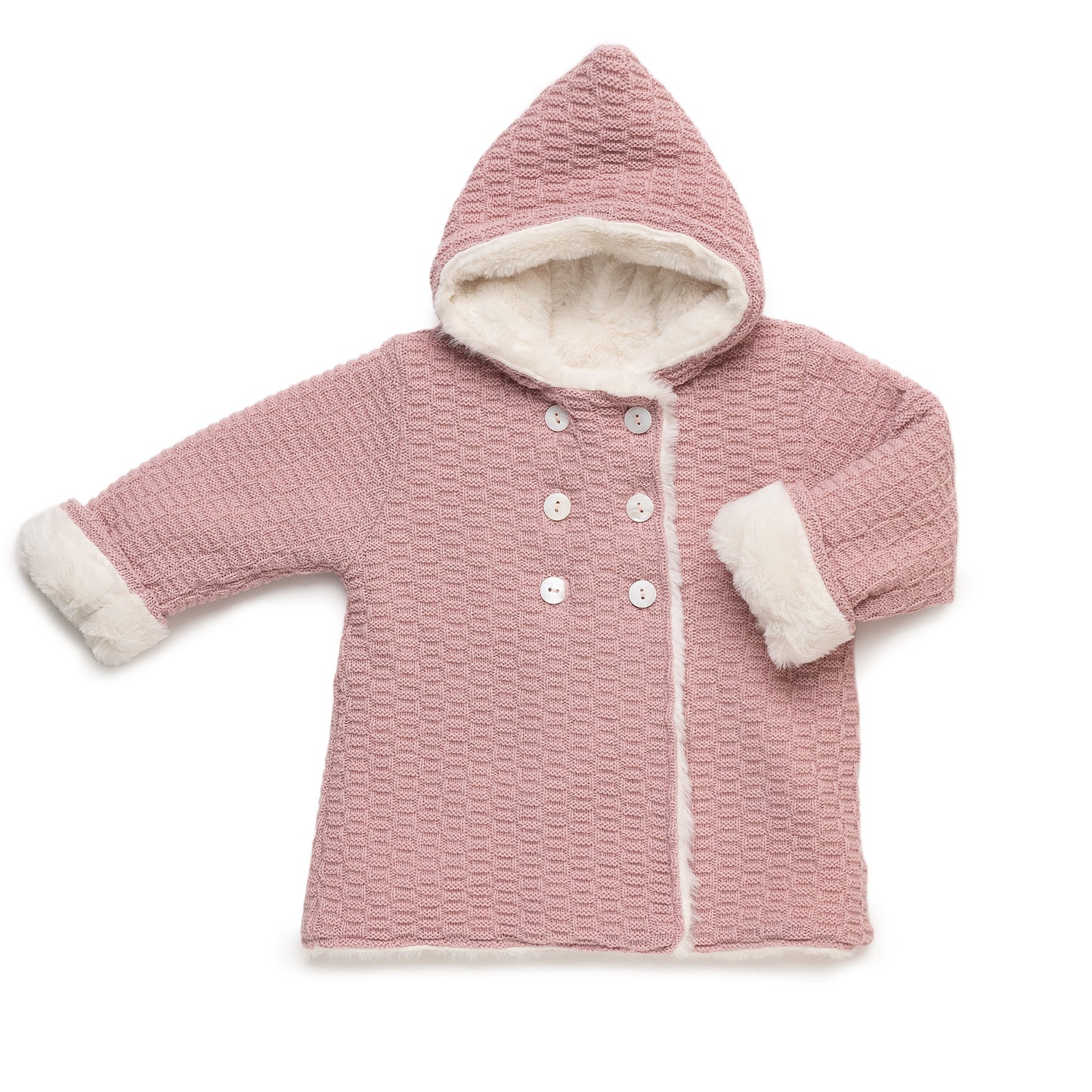 New In Juliana Knitted Coat w/ Fur Lining Dusty Pink