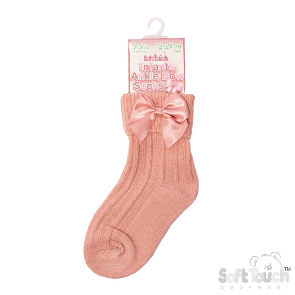 Girls Pink Ankle Bow Socks