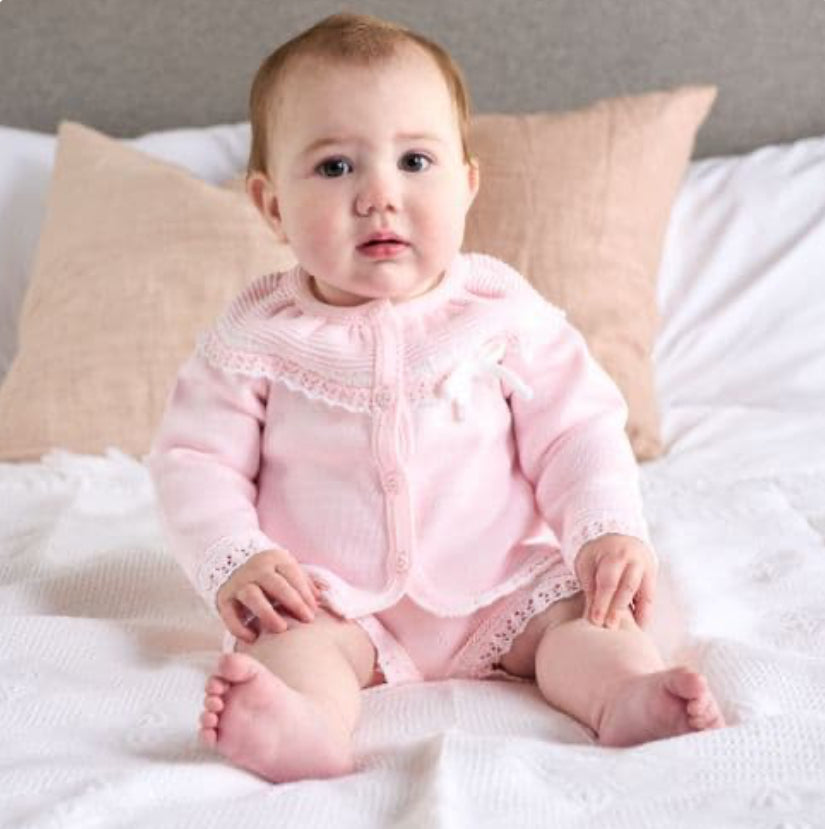 Dandelion Bow Cardigan & Pants Pink