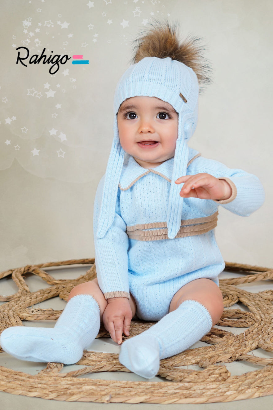 New in Rahigo AW25 Boys Romper - BLUE - CAMEL