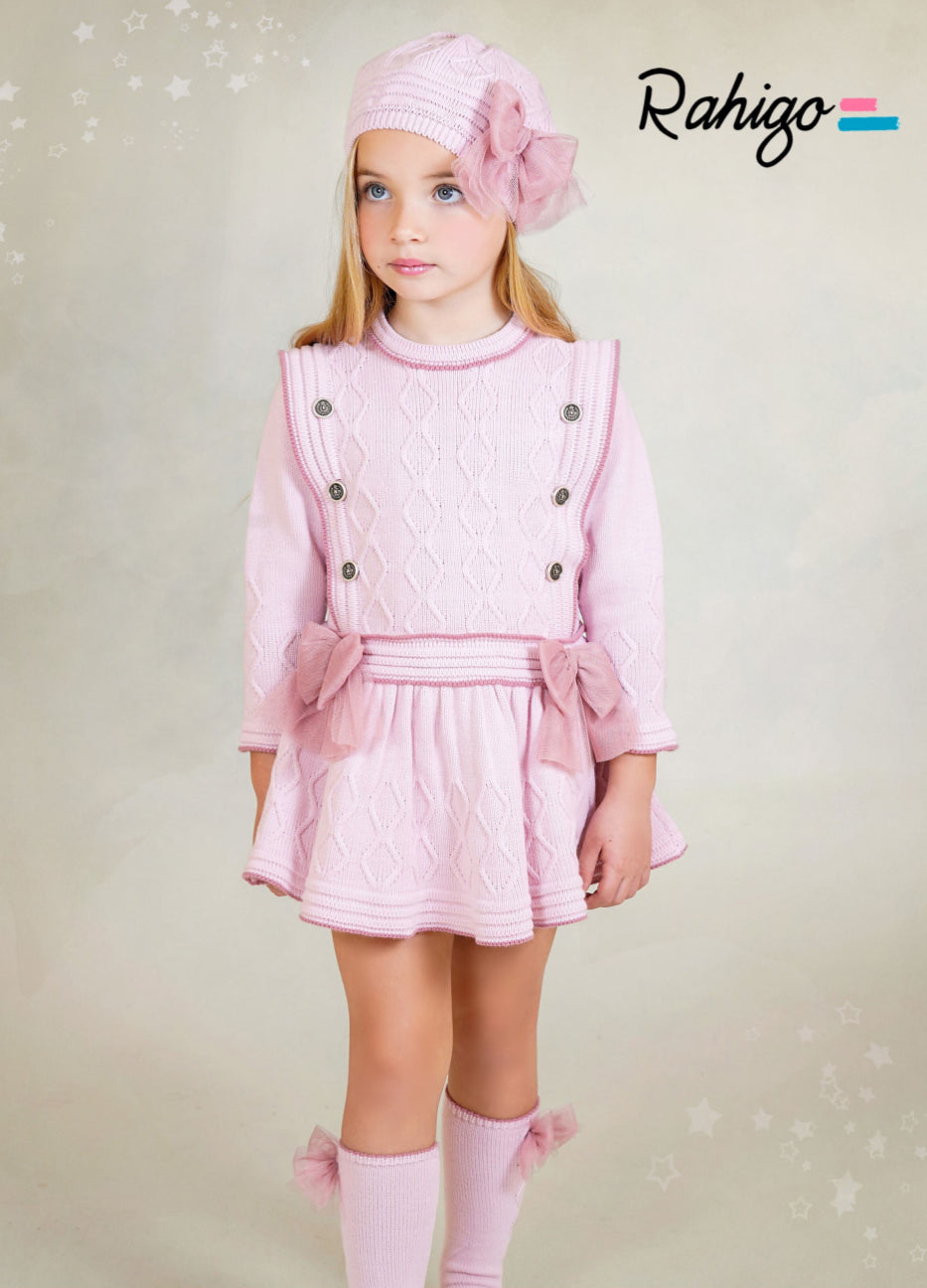 New In Rahigo AW25 Girls Dropwaist Dress - Pink - Dusky Pink