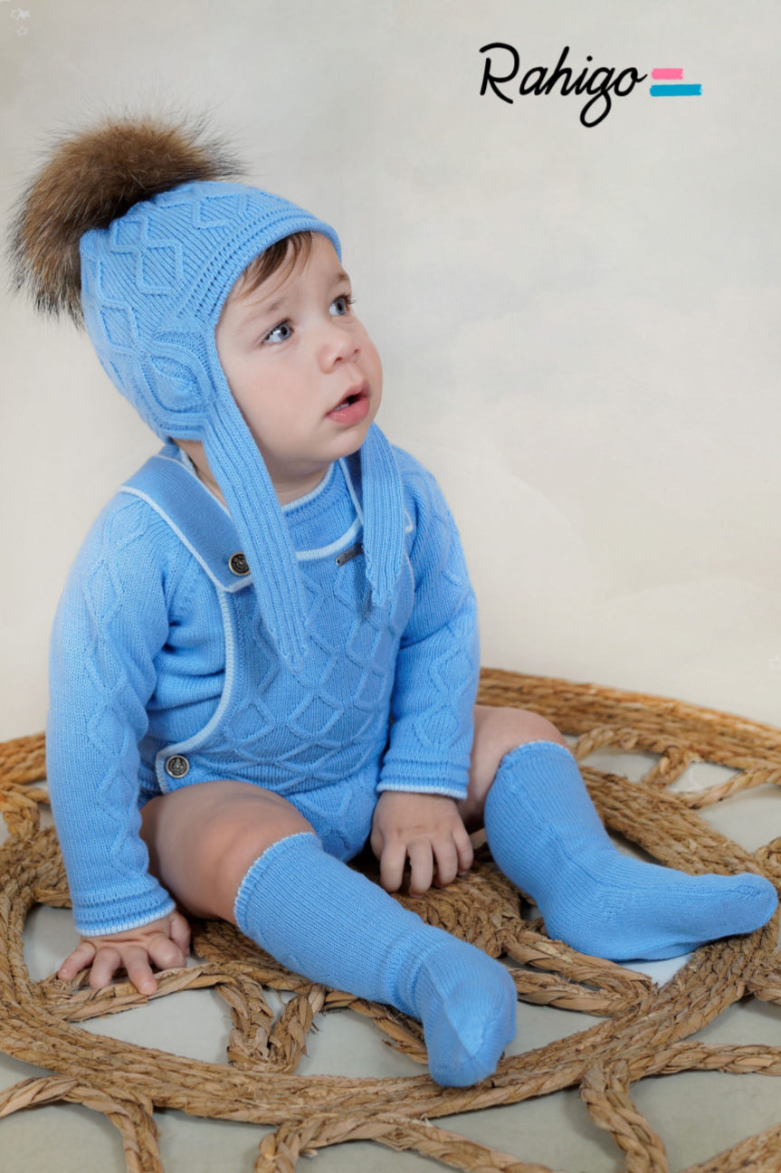PRE-ORDER New In Rahigo AW25 Boys 2pc Romper & Jumper Set - BLUE - CREAM