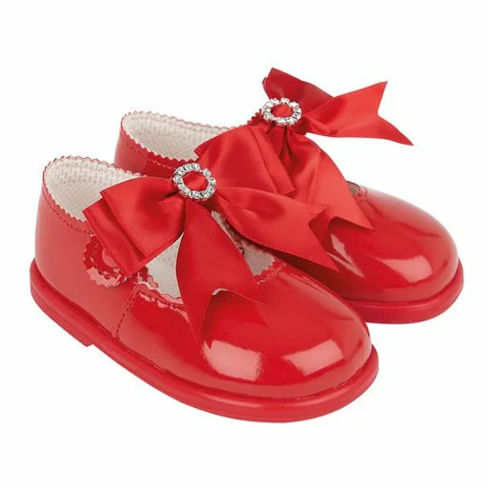 Girls Diamonte Bow Hard Sole BayPods - Red