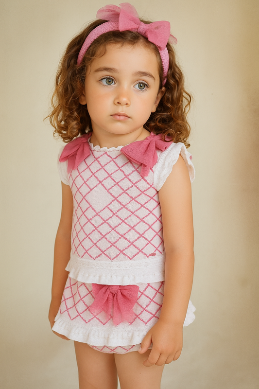 PRE ORDER New In Rahigo SS26 Girls Jam Pants & Jumper ( White Fuschia )