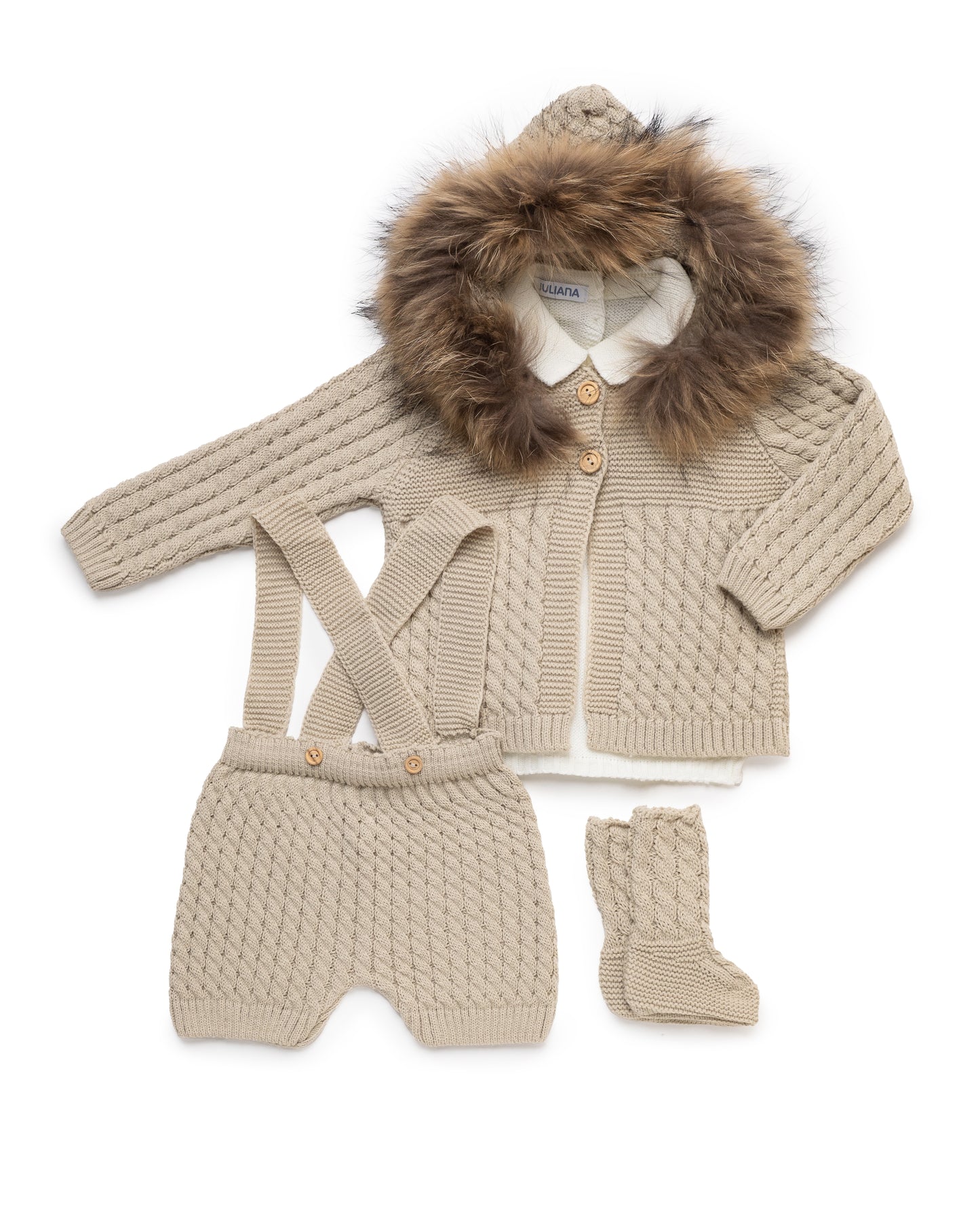 New In Juliana Fur Hooded Cardigan, Dundarees & Booties