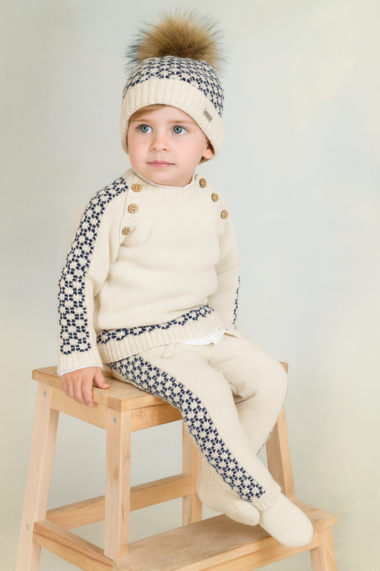 New In Rahigo AW25 Boys Tracksuit - CREAM - NAVY