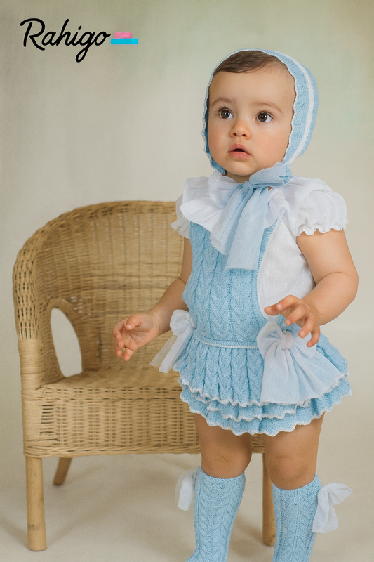 PRE ORDER New In Rahigo Girls Romper & Blouse ( Baby Blue White )
