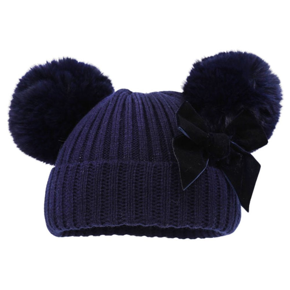 Girls PomPom Velvet Bow Hat *5 colours available*