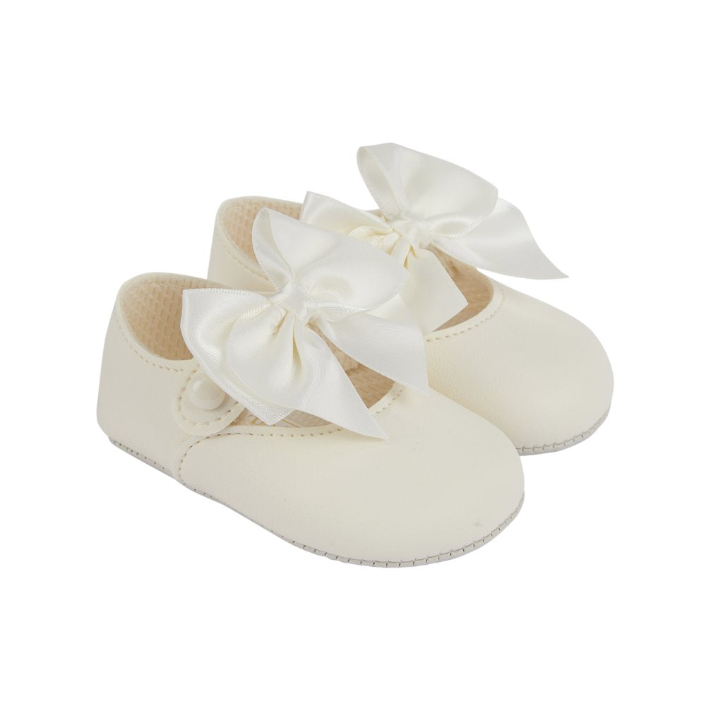 BayPods Large Bow Soft Soled Shoe - Cream