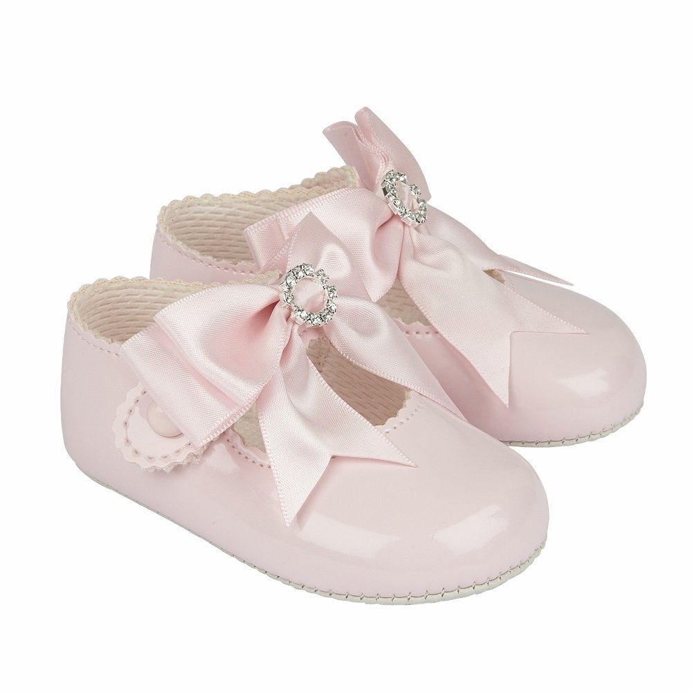 BayPods Bow & Diamante Soft Soled Shoe - Pink