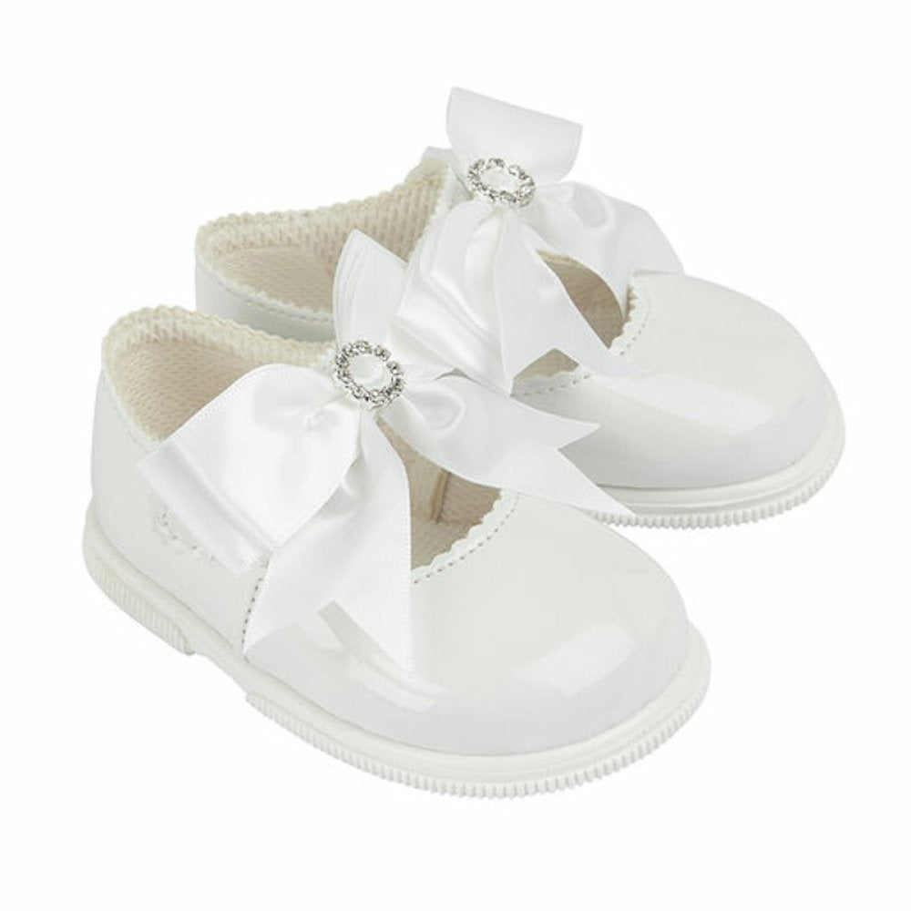 Girls Hard Soled Bow & Diamante BayPods - White