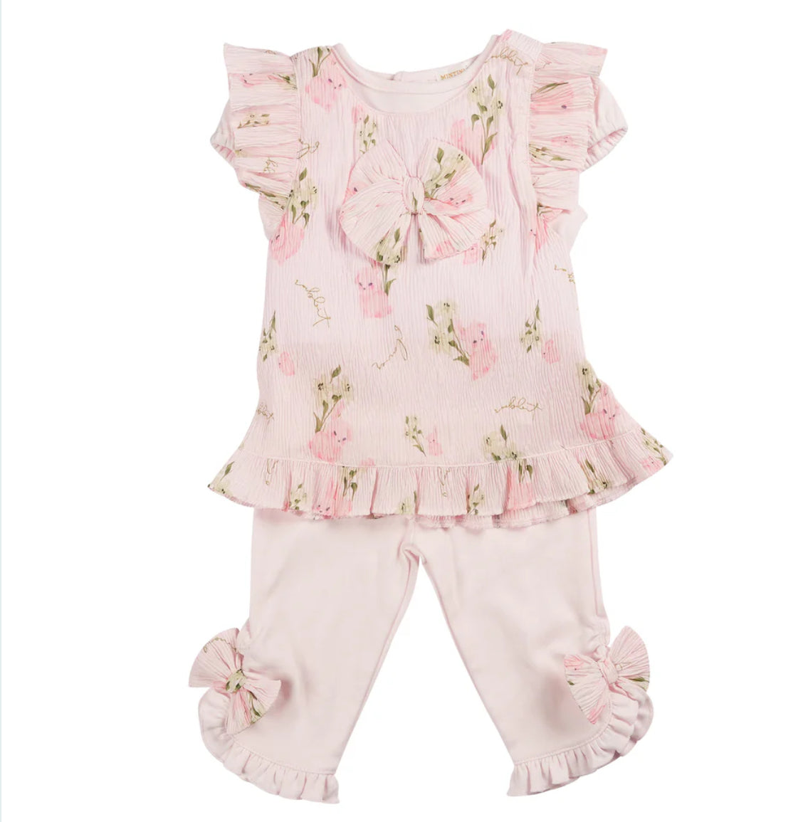 Mintini Pink Crinkle Floral Tunic & Legging