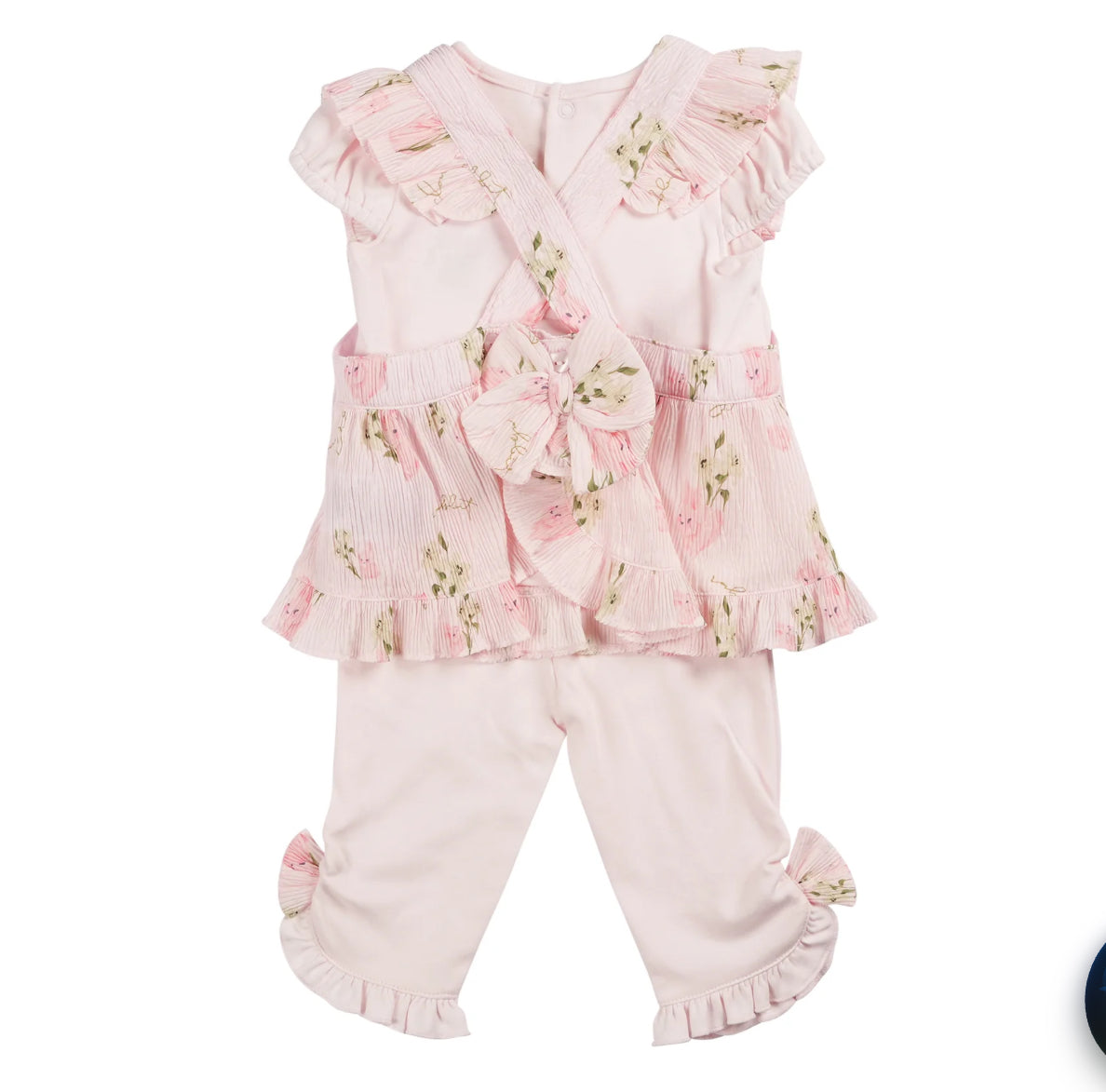 Mintini Pink Crinkle Floral Tunic & Legging