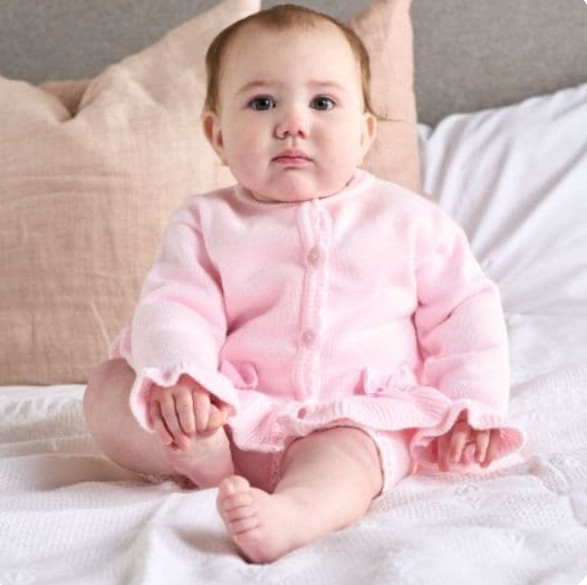 New In Dandelion Girls Satin Bow Cardigan Pink