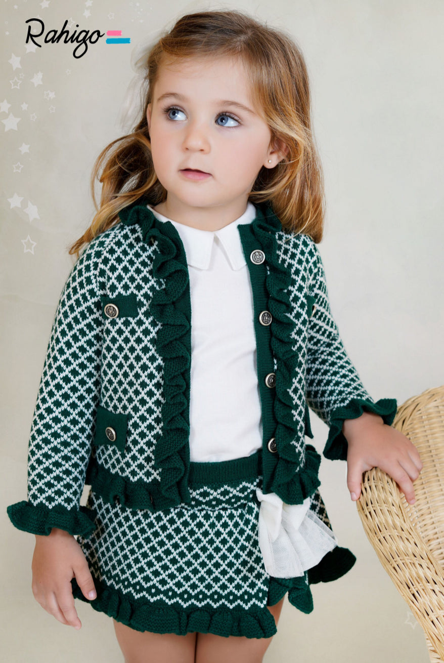 PRE-ORDER New In Rahigo Skirt, Blouse, Cardigan - *RED - CREAM*