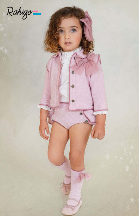 PRE-ORDER New In Rahigo AW25 Girls Skirt, Blouse, Cardigan - PINK - DUSKY PINK