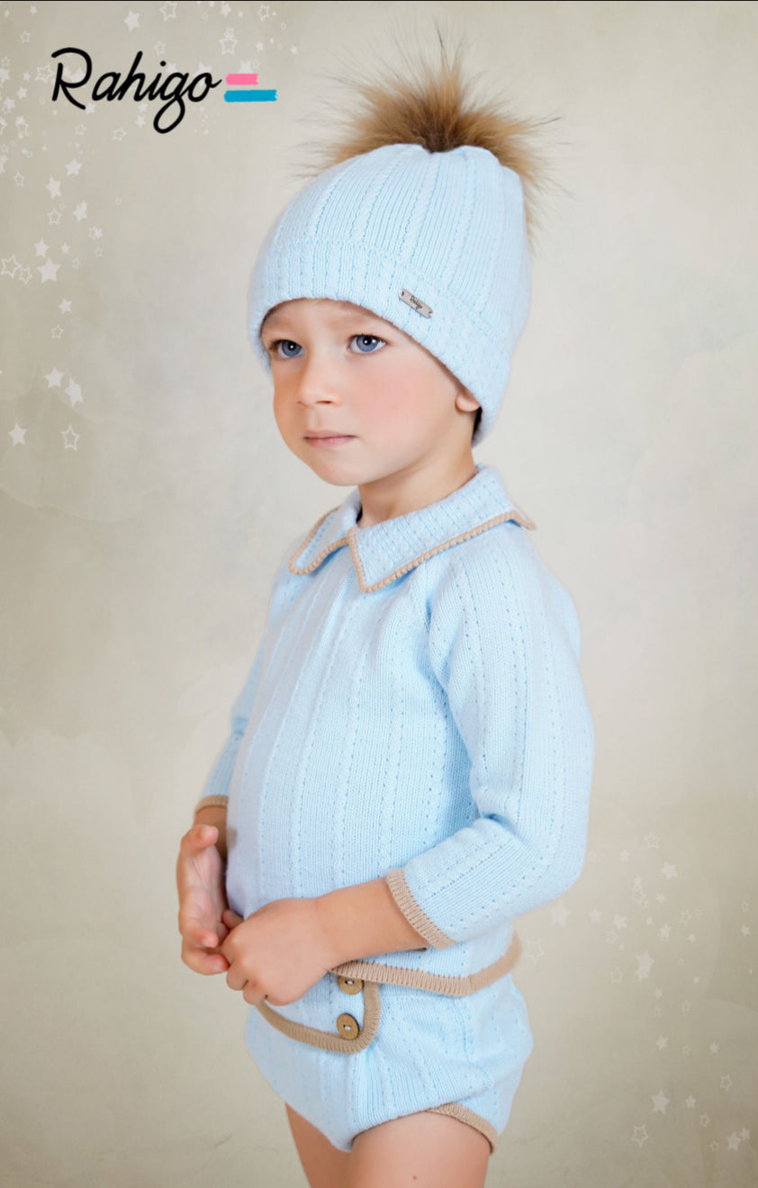 PRE-ORDER New In Rahigo AW25 Boys Cubre Y Jersey - *CREAM* - BABY BLUE