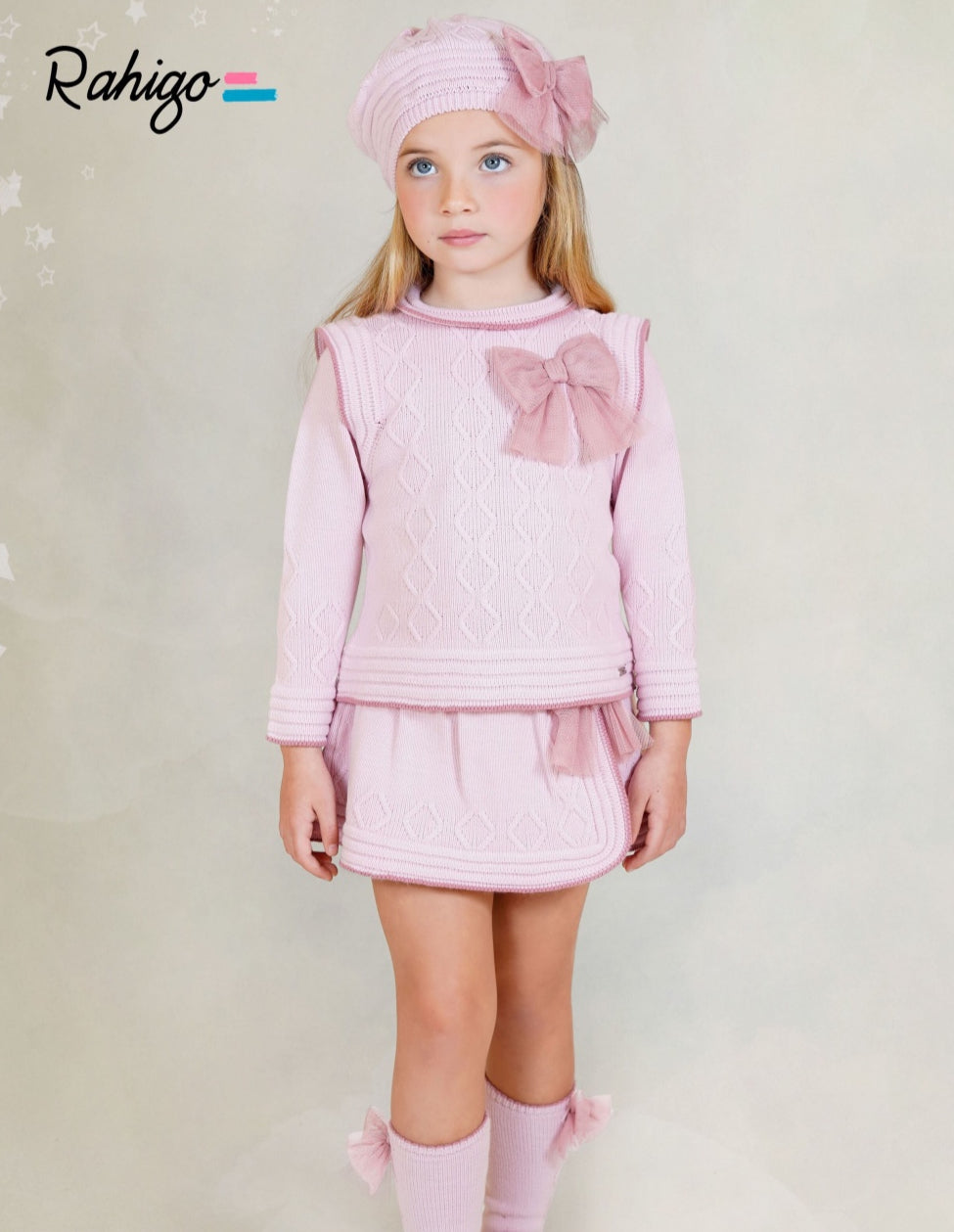PRE-ORDER New In Rahigo AW25 Girls Skirt & Jumper Set - PINK - DUSKY PINK