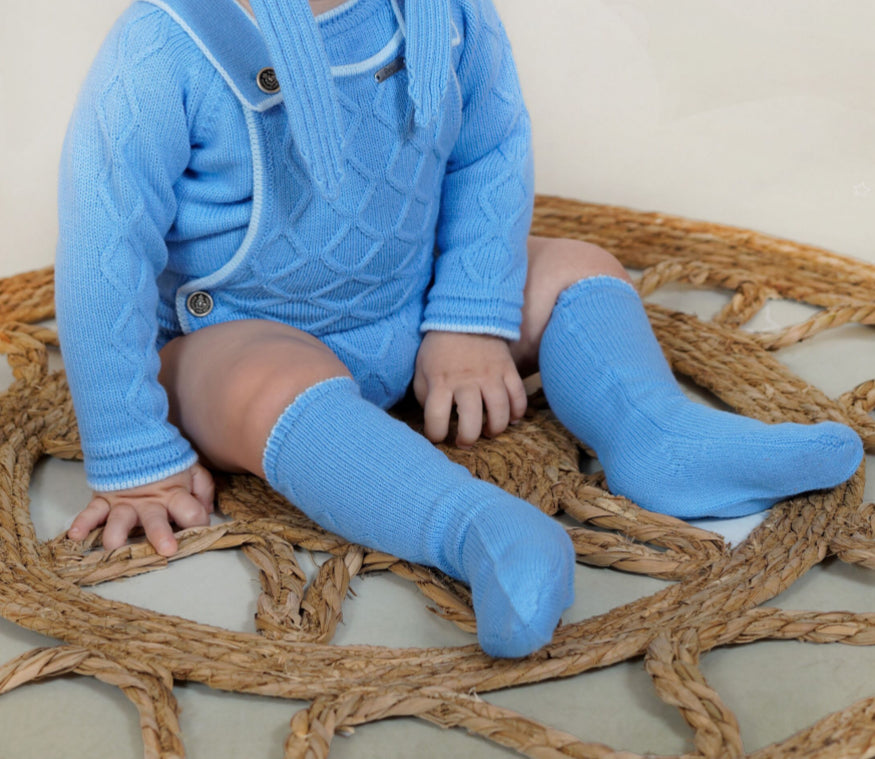 PRE-ORDER New In Rahigo AW25 Knee Socks - BLUE - CREAM