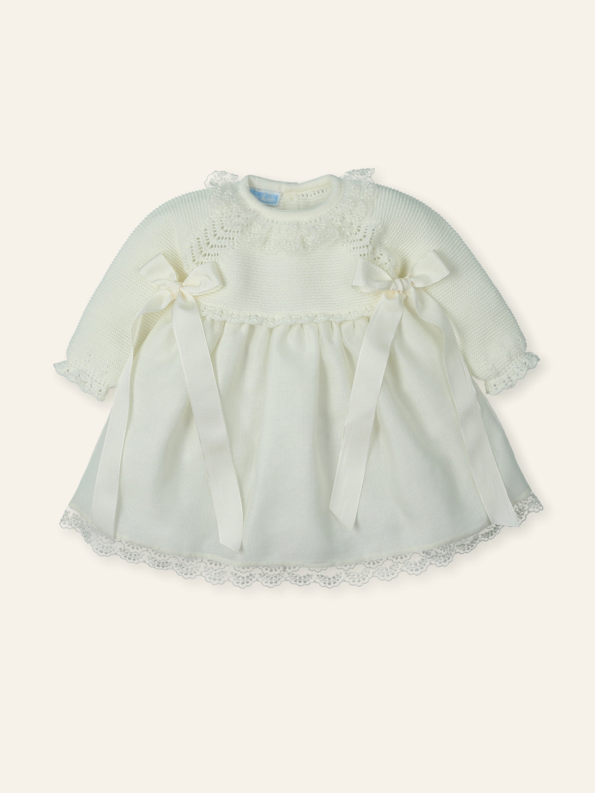 New In Mac Illusion Baby Girls Dress w/ Knitted Canesu & Ruffles/Lace Collar
