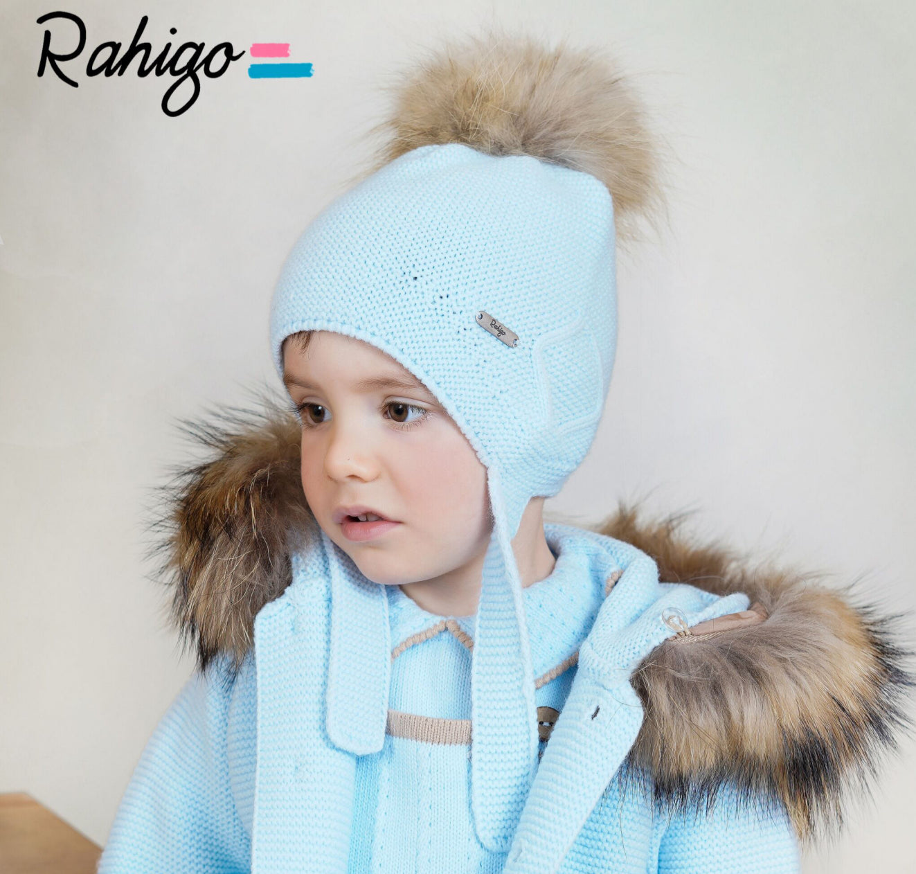 PRE-ORDER New In Rahigo AW25  Fur PomPom Hat w/ EarFlaps - *BABY PINK*