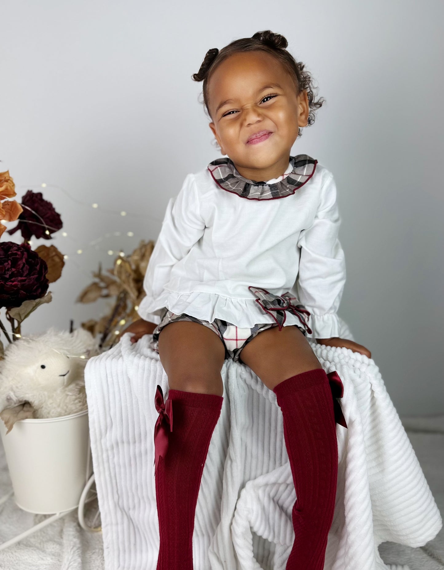 New In Calamaro Baby Girls Ruffle Collar Top & Jampant Set