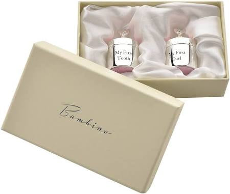Bambino Silverplated First Tooth & Curl Set Pink
