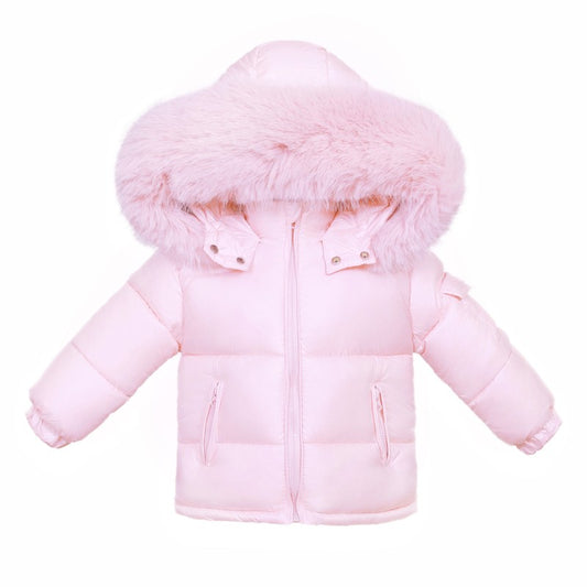 NEW IN WEE ME GIRLS PINK PUFFER COAT WITH FAUX FUR HOOD