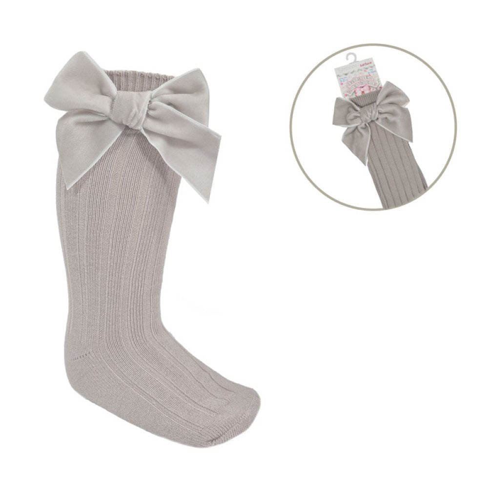 BISCUIT KNEE LENGTH SOCKS W/VELVET BOW