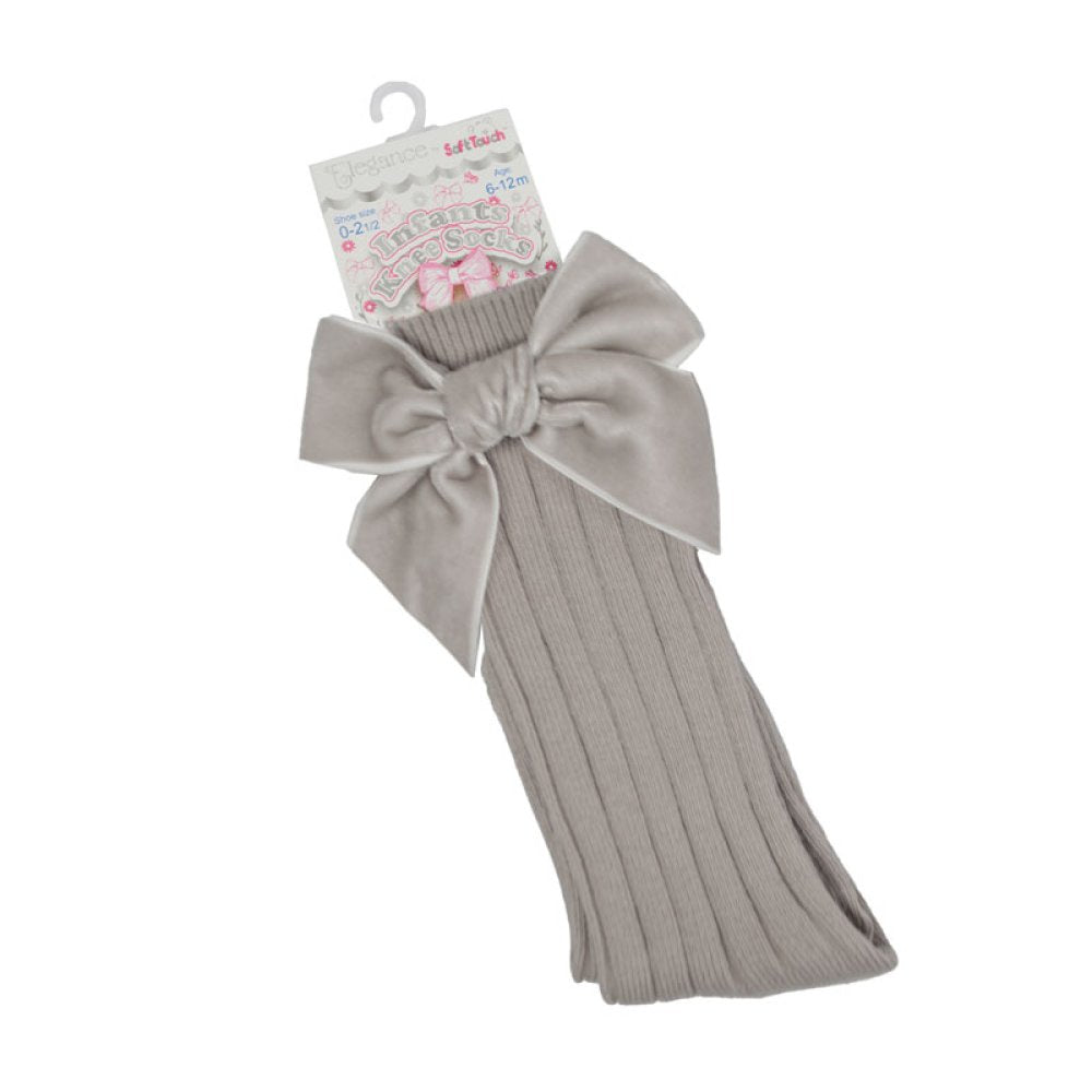 BISCUIT KNEE LENGTH SOCKS W/VELVET BOW