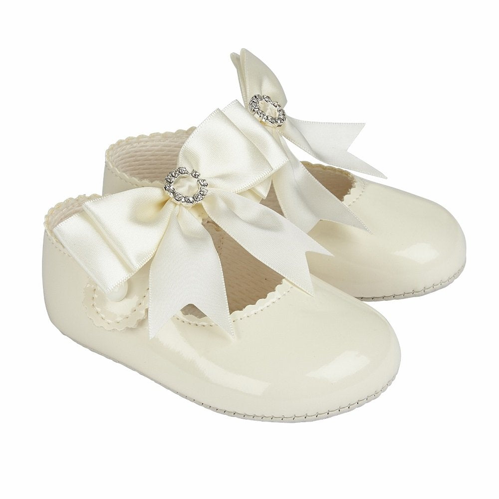 Girls Soft Sole Diamante BayPods Cream