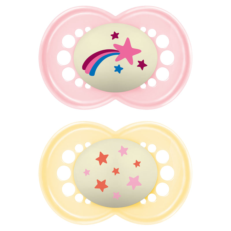 MAM Night Soother Pink Astro 6-18M/18-36 2Pk