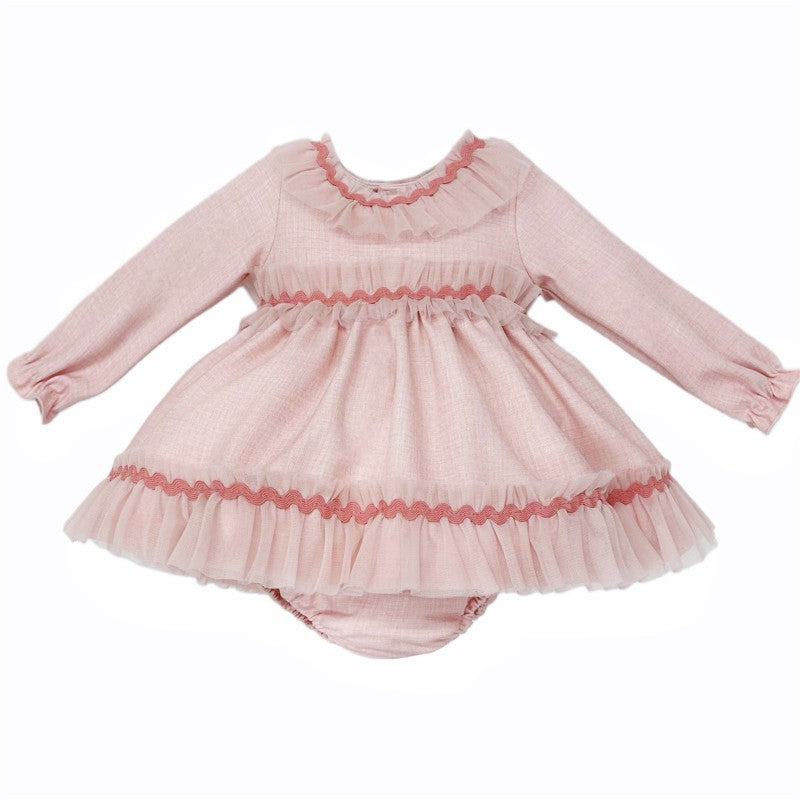 NEW IN WEE ME BABY GIRL DUSTY PINK COTTON PUFF BALL DRESS WITH PANTS