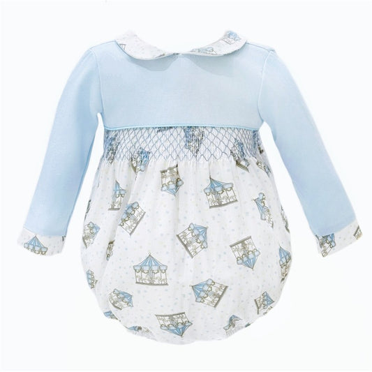 New In Wee Me Baby Blue Rocking Horse Print Romper