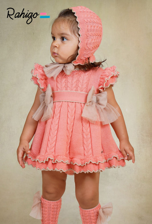 PRE ORDER New In Rahigo SS26 Girls Baby Dress (Salmon Camel)