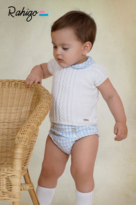 PRE ORDER New In Rahigo SS26 Boys 2pc Set (Jumper) ( Baby Blue )