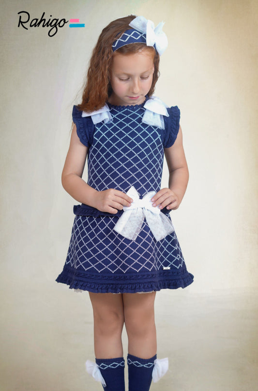 Pre Order New In Rahigo SS26 Dropwaist Dress (Navy White)