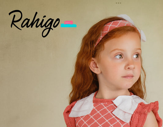 PRE ORDER New In Rahigo SS26 Headband W/ Tulle Bow (Salmon White)