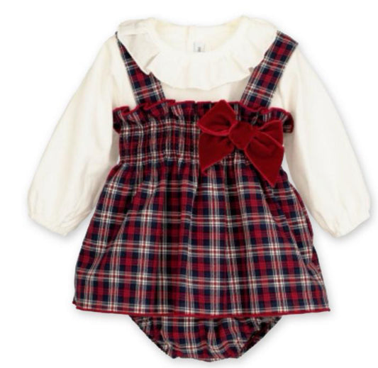 Calamaro Baby - Girls Tartan Dress Blouse & Pants Set