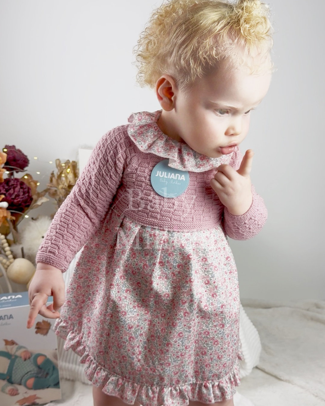 New In Juliana Knitted Body Dress w/ Floral Skirt