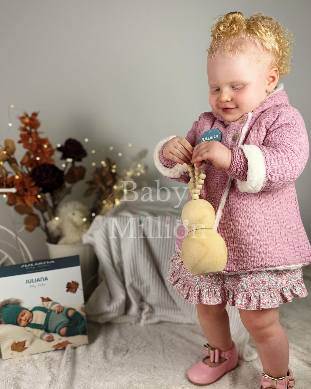 New In Juliana Knitted Coat w/ Fur Lining Dusty Pink