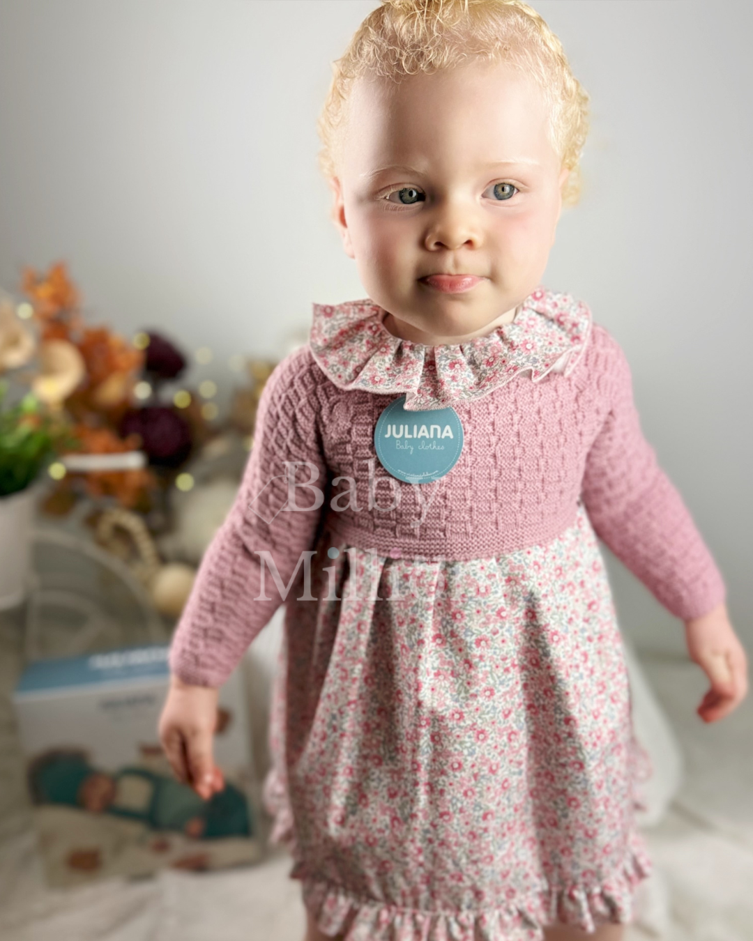 New In Juliana Knitted Body Dress w/ Floral Skirt