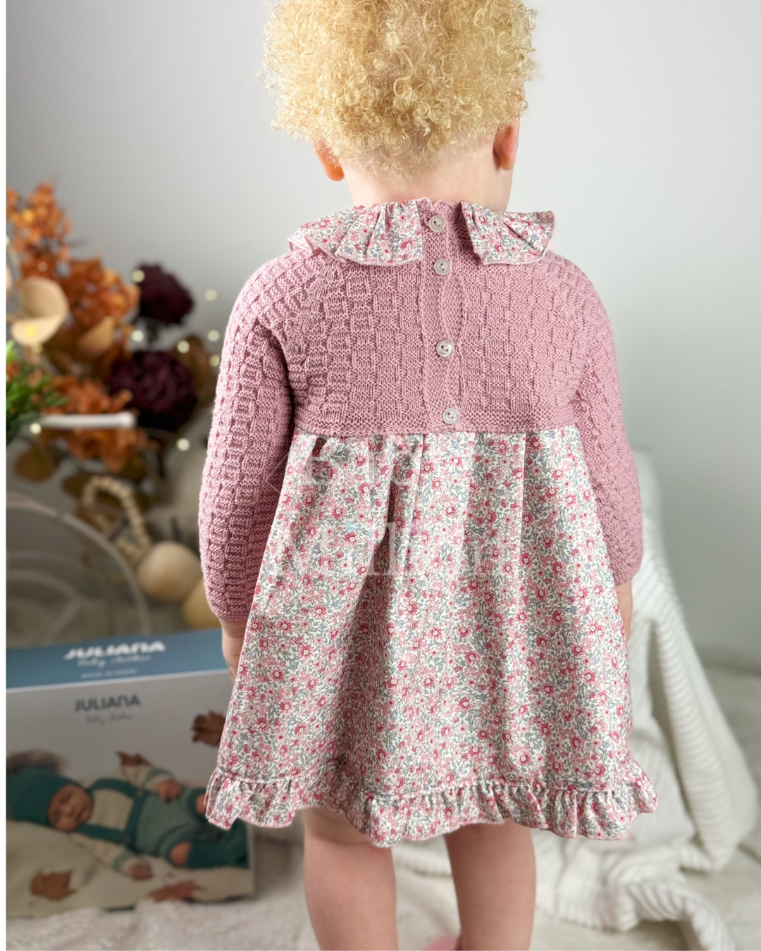 New In Juliana Knitted Body Dress w/ Floral Skirt