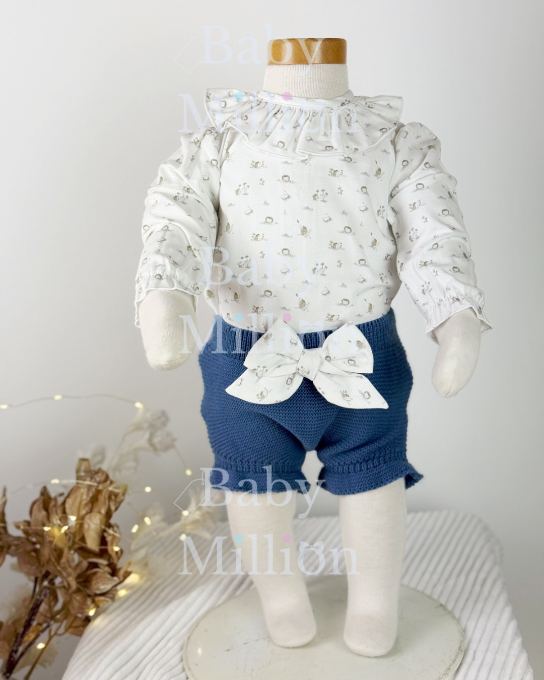 New In Mac Illusion Girls Cardigan, Printed Shirt w/ Ruffle Collar & Knitted Cullote w/ Bow