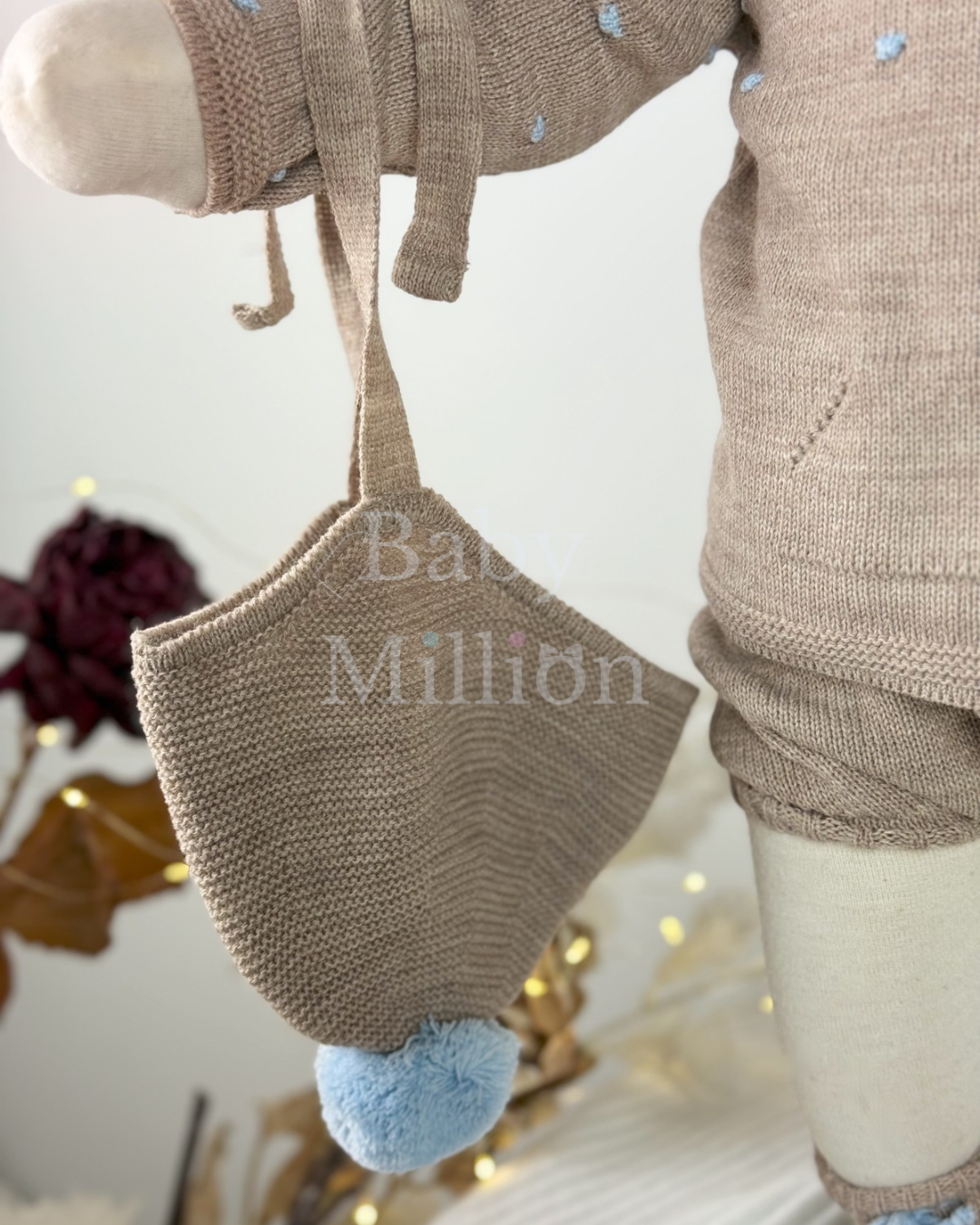 New In Mac Illusion Boys Dotted Sweater & Jam Pants w/ PomPom Hat & Booties