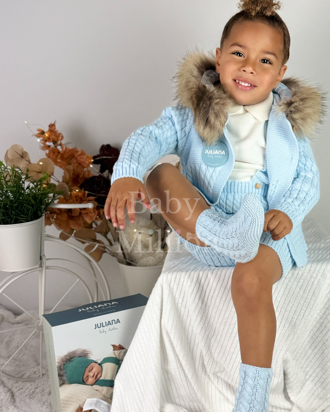 New In Juliana Fur Hooded Cardigan, Dundarees & Booties