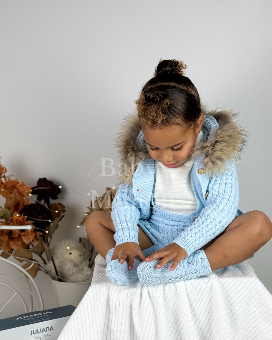 New In Juliana Fur Hooded Cardigan, Dundarees & Booties